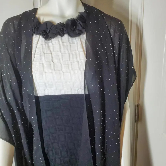 Jessica Mcclintock Vintage Black Silver Studded Kimono - Picture 10 of 16